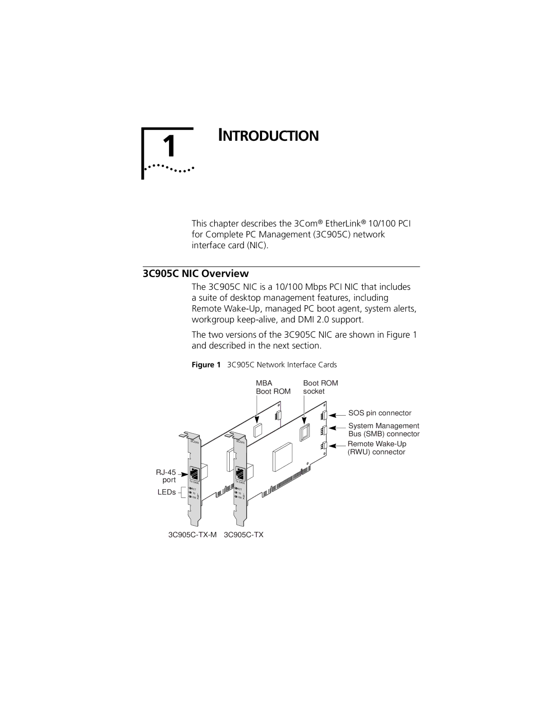 3Com 3C905C-TX-M, 3C905C-TX manual Introduction, 3C905C NIC Overview 