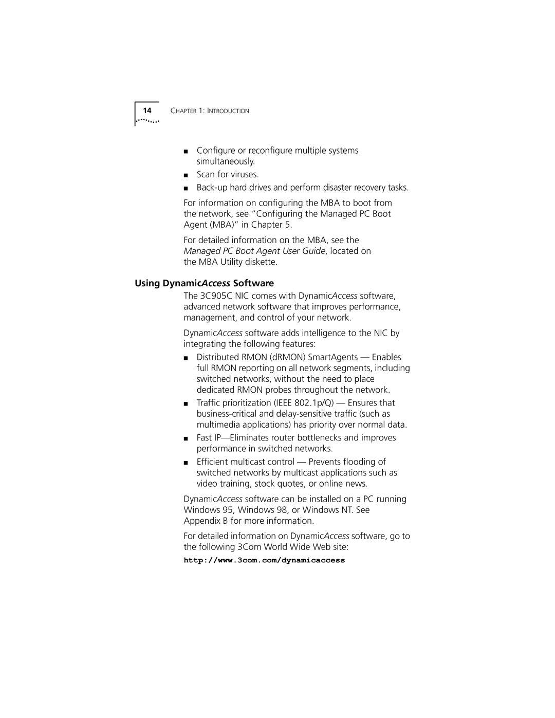 3Com 3C905C-TX-M, 3C905C-TX manual Using DynamicAccess Software 