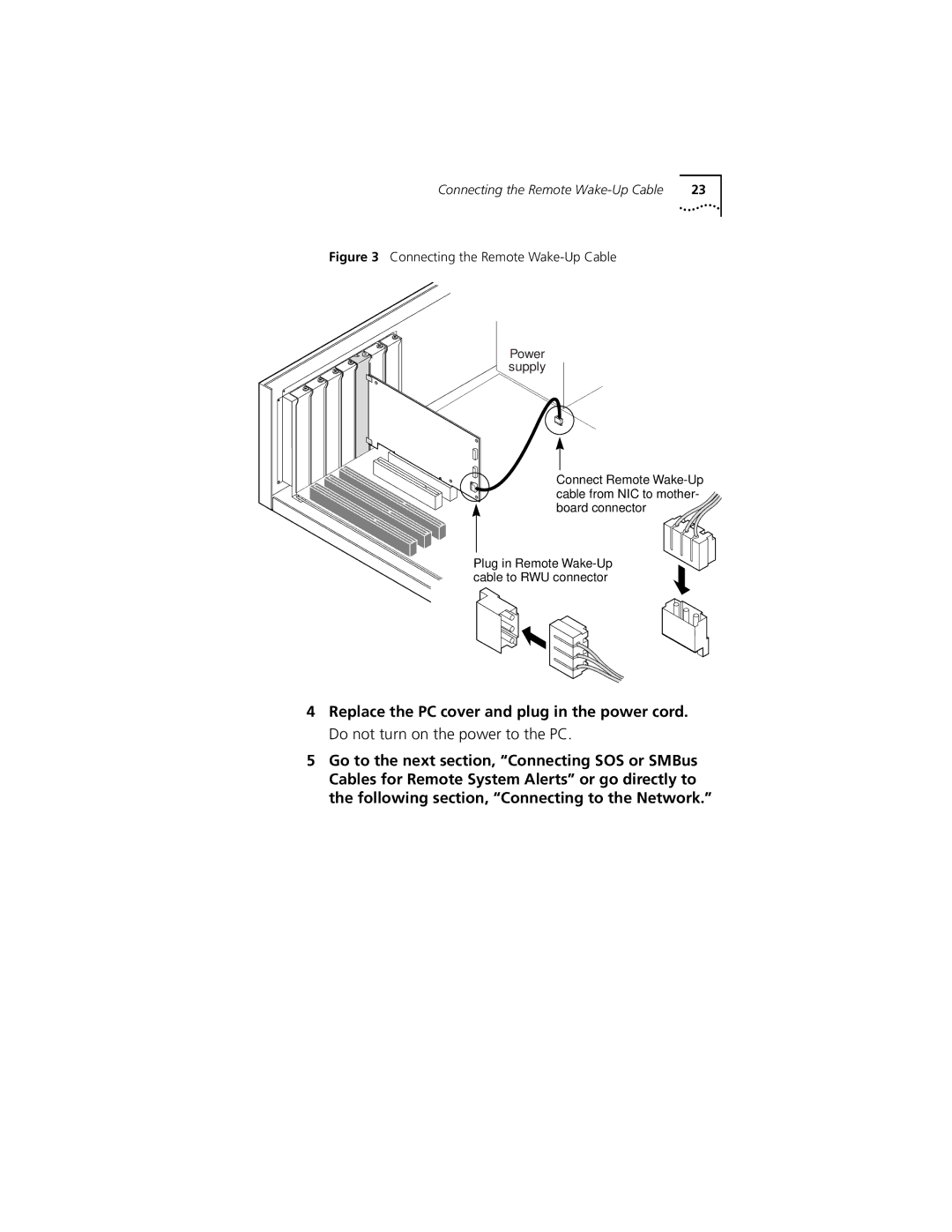 3Com 3C905C-TX-M, 3C905C-TX manual Connecting the Remote Wake-Up Cable 