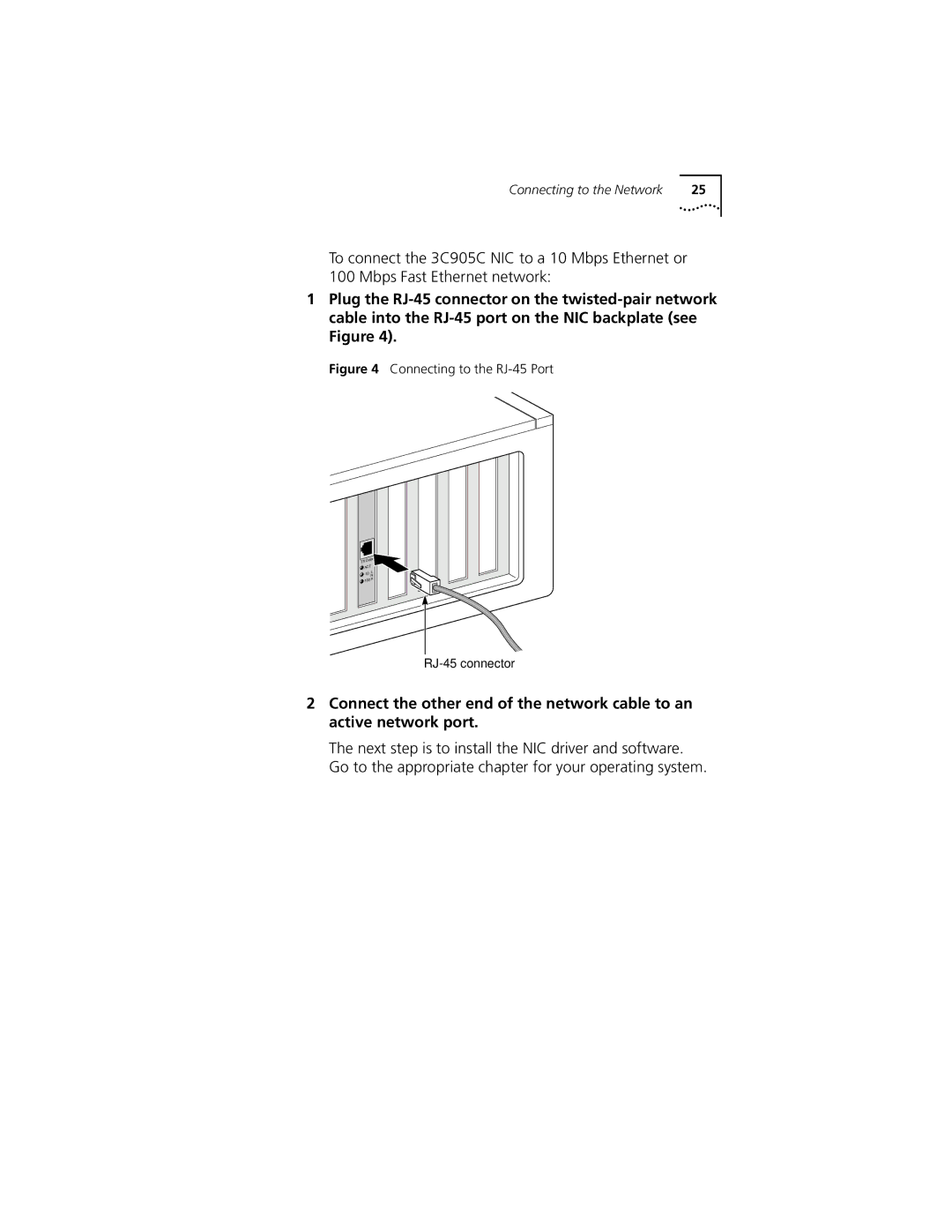 3Com 3C905C-TX-M, 3C905C-TX manual Connecting to the Network 