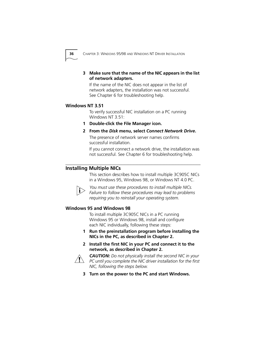 3Com 3C905C-TX-M, 3C905C-TX manual Installing Multiple NICs, Double-click the File Manager icon 