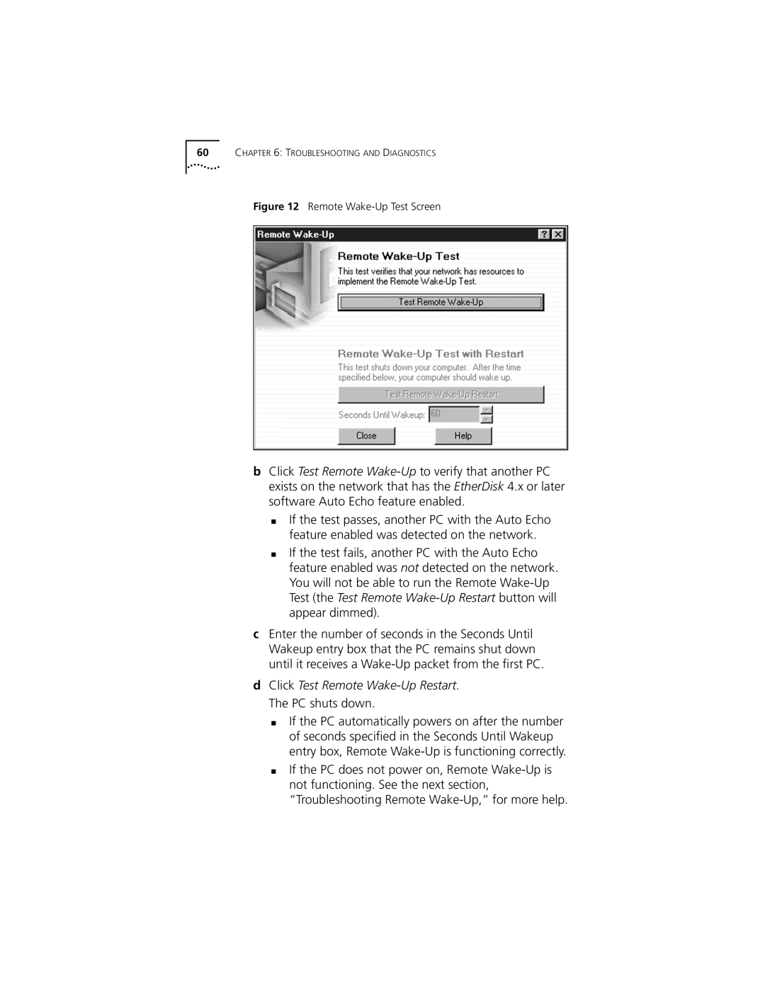 3Com 3C905C-TX-M, 3C905C-TX manual Click Test Remote Wake-Up Restart. The PC shuts down 