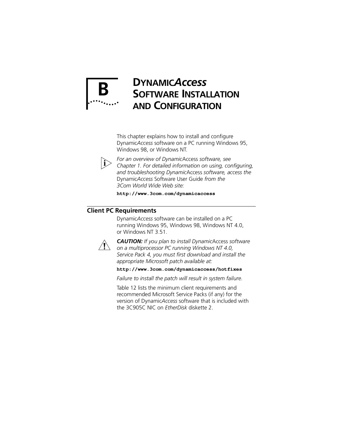 3Com 3C905C-TX-M, 3C905C-TX manual Configuration, Client PC Requirements 