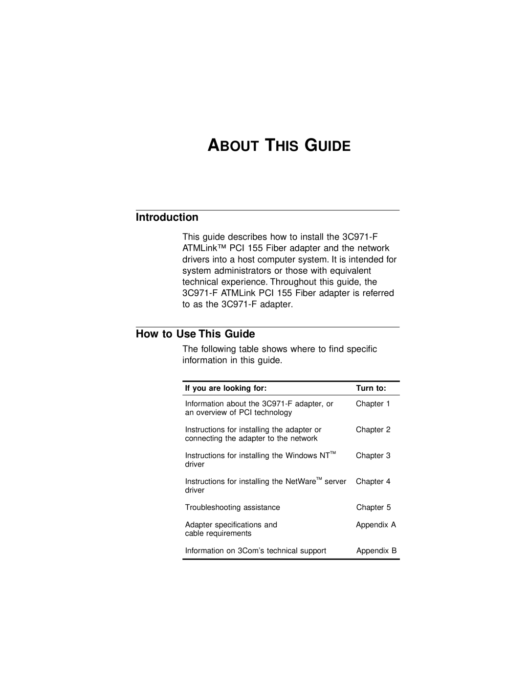 3Com 3C971-F manual About this Guide, Introduction, How to Use This Guide 