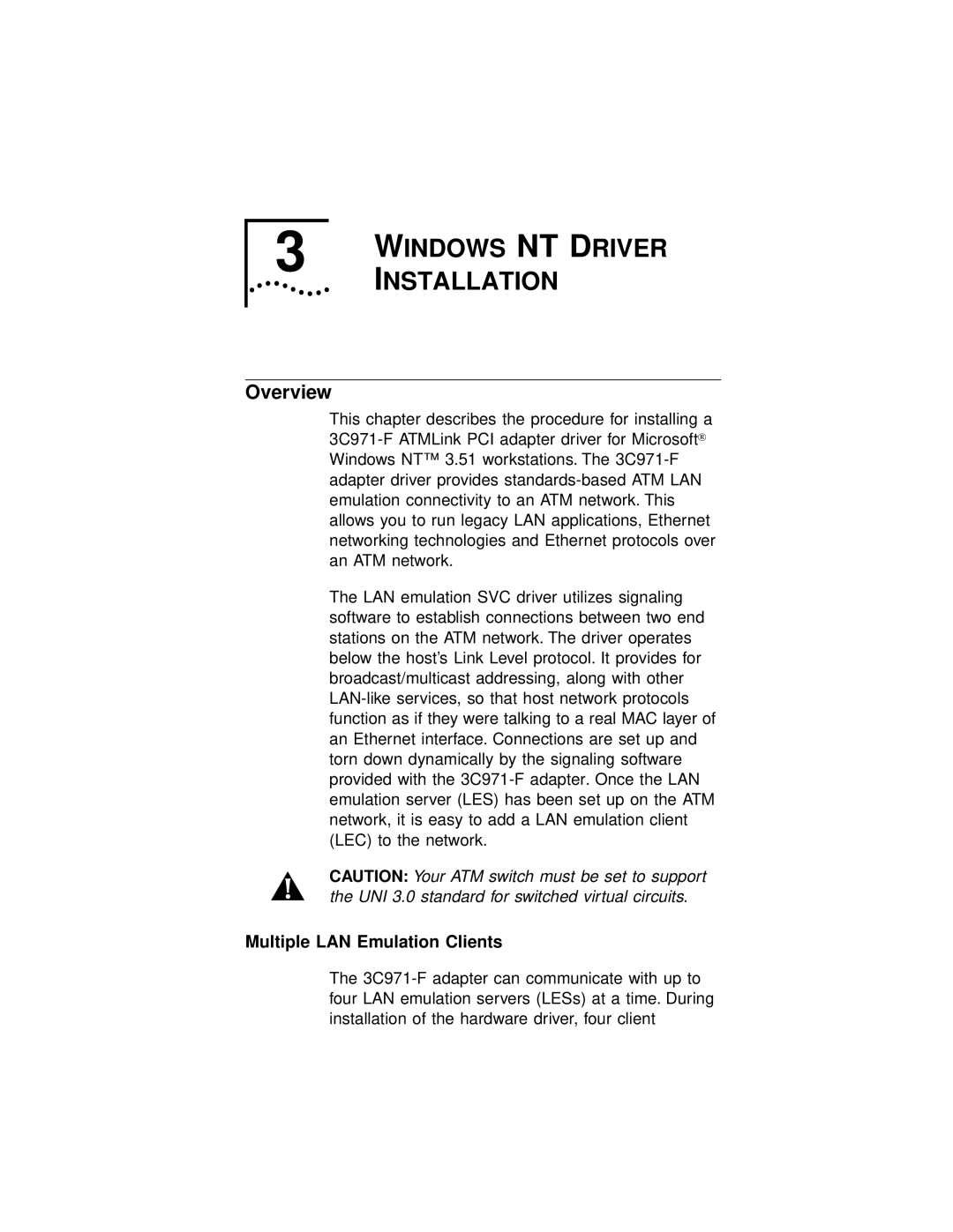 3Com 3C971-F manual Windows NT Driver, Installation, Overview 