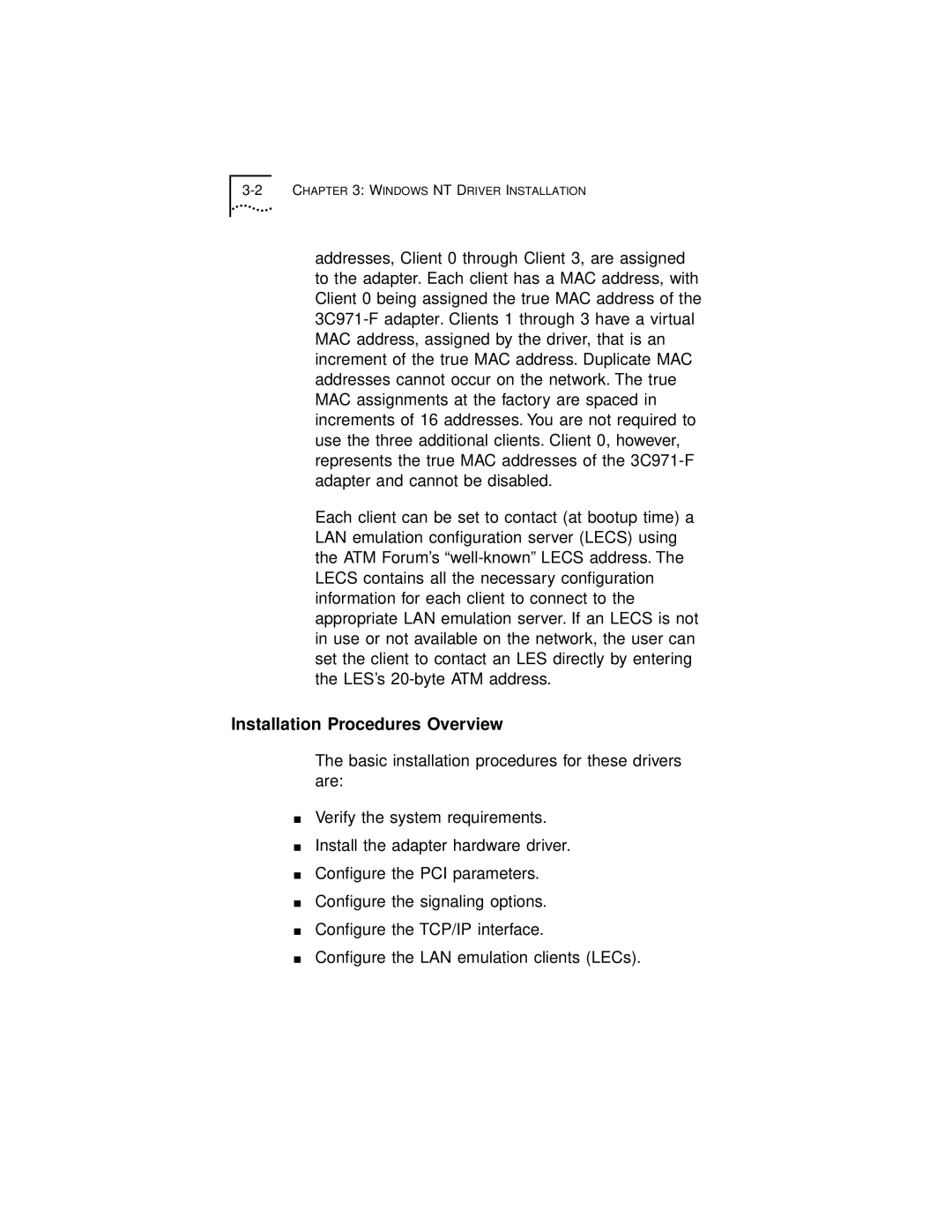 3Com 3C971-F manual Installation Procedures Overview 