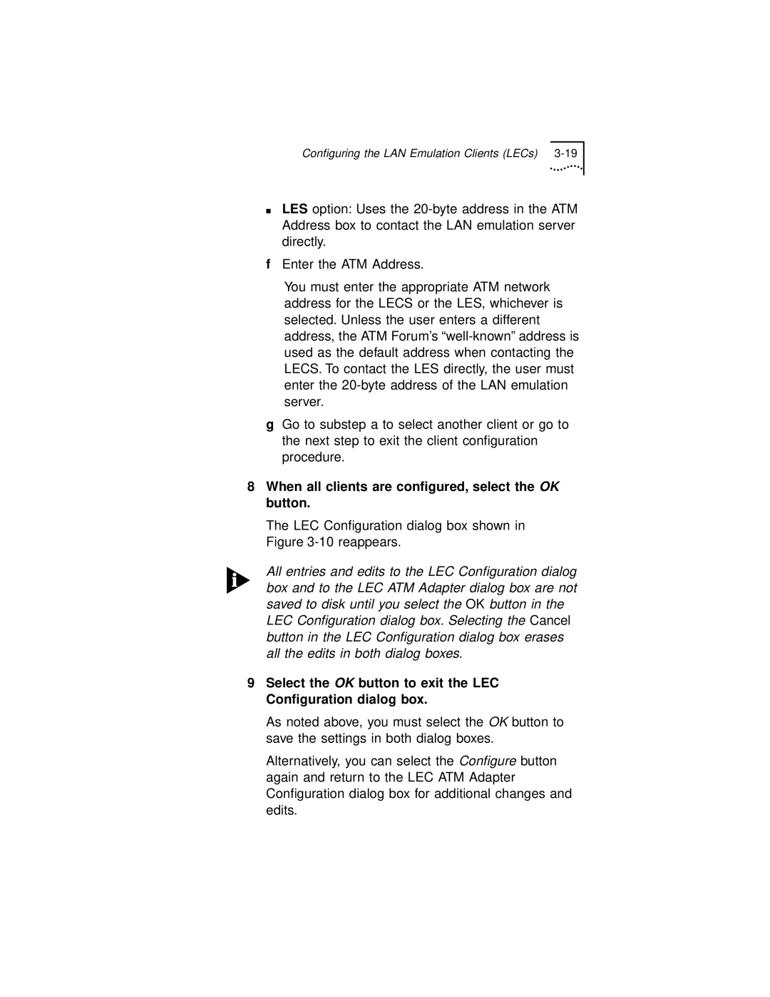 3Com 3C971-F manual When all clients are conﬁgured, select the OK button 