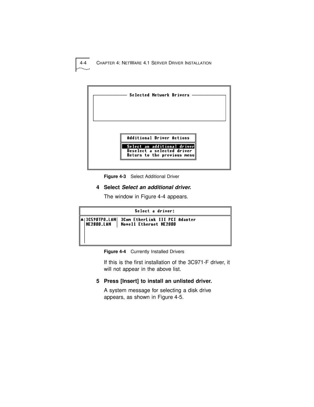 3Com 3C971-F manual Press Insert to install an unlisted driver, 3Select Additional Driver 