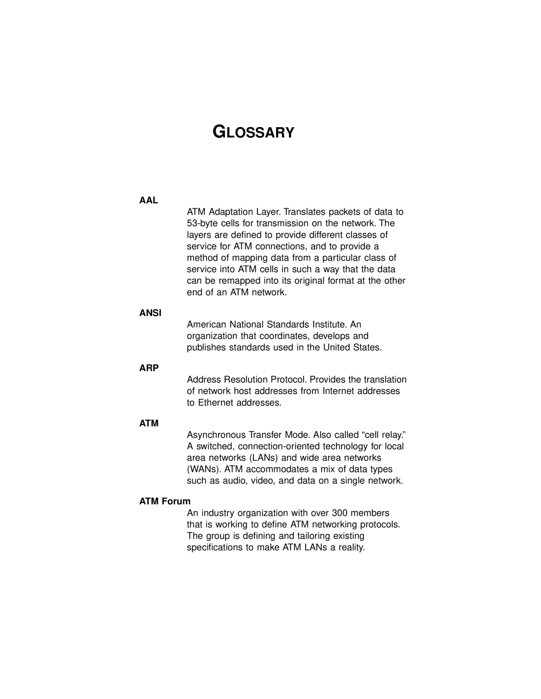 3Com 3C971-F manual Glossary, ATM Forum 