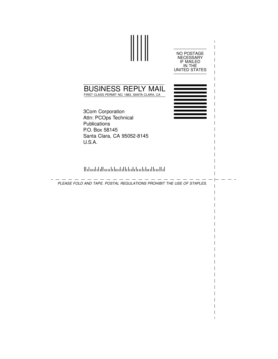 3Com 3C971-F manual Business Reply Mail 