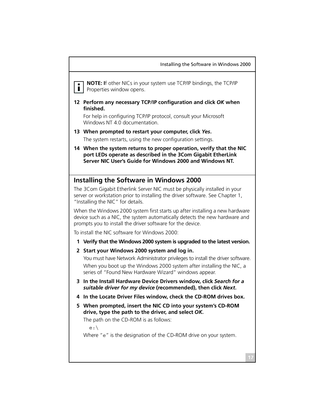 3Com 710011, 3C985B-SX, 3C986-T, 710026, 710024, 710025 manual Installing the Software in Windows 