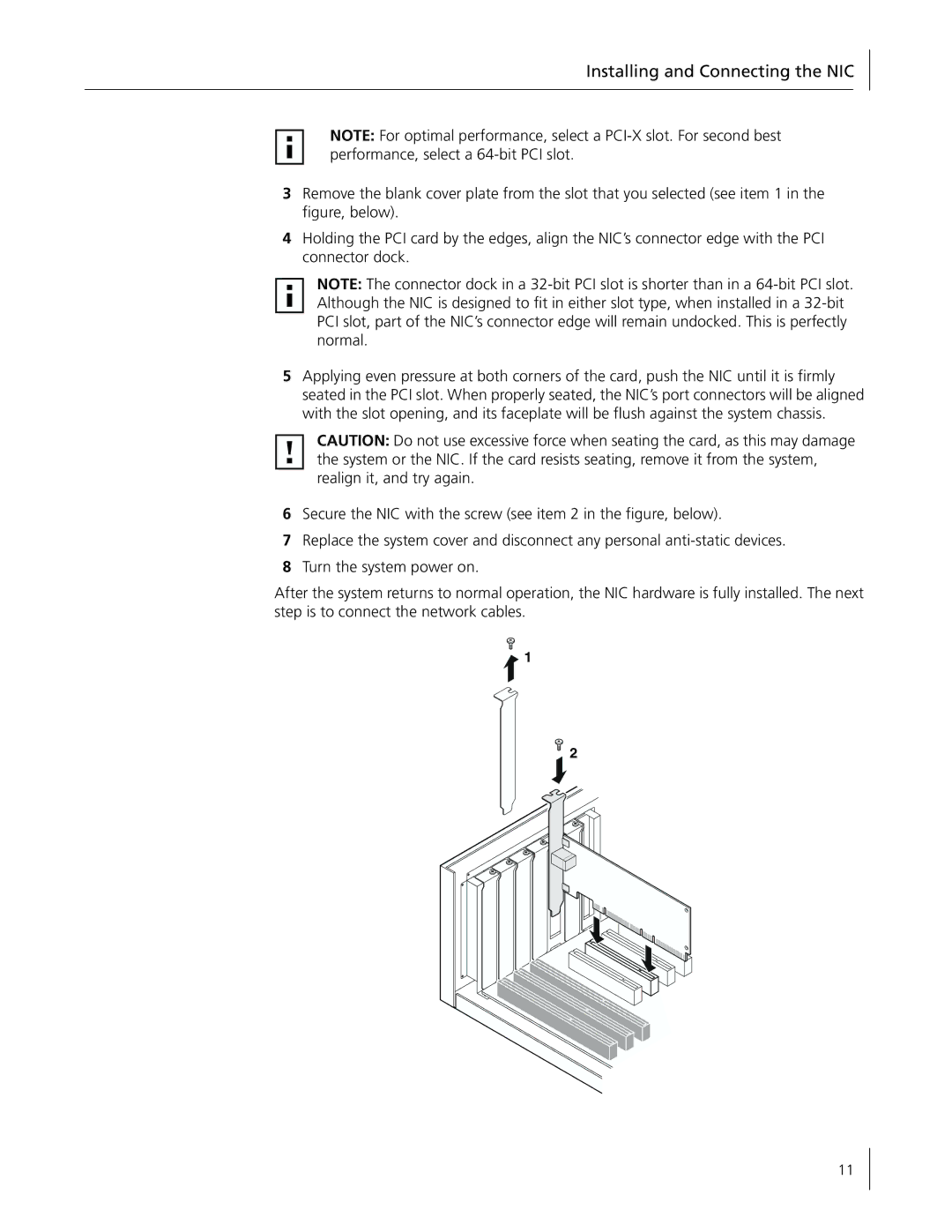 3Com 3C996B-T manual Installing and Connecting the NIC 