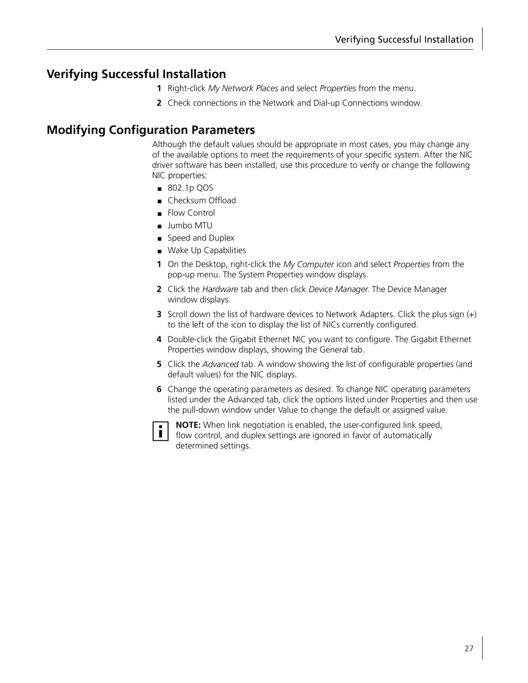 3Com 3C996B-T manual Verifying Successful Installation 