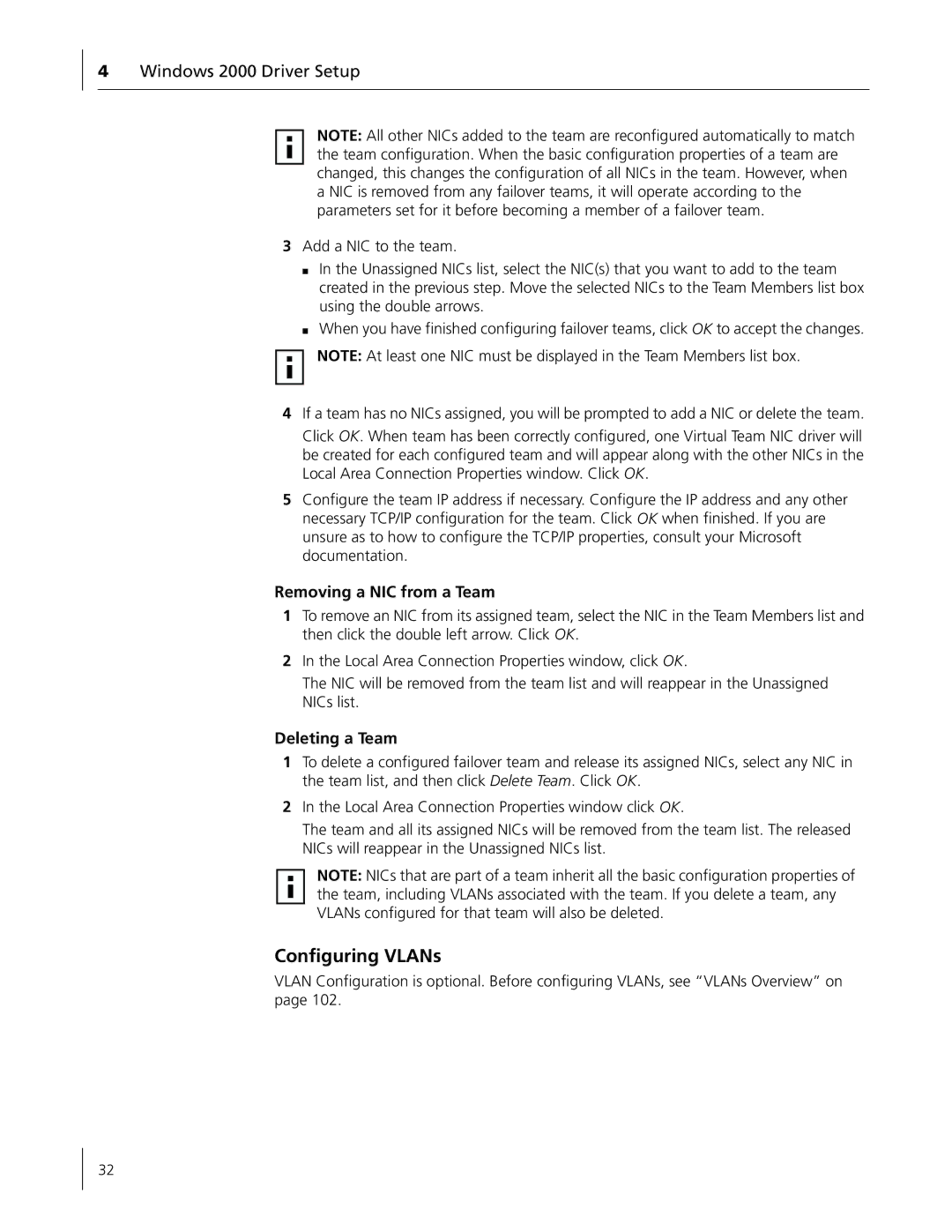 3Com 3C996B-T manual Configuring VLANs 