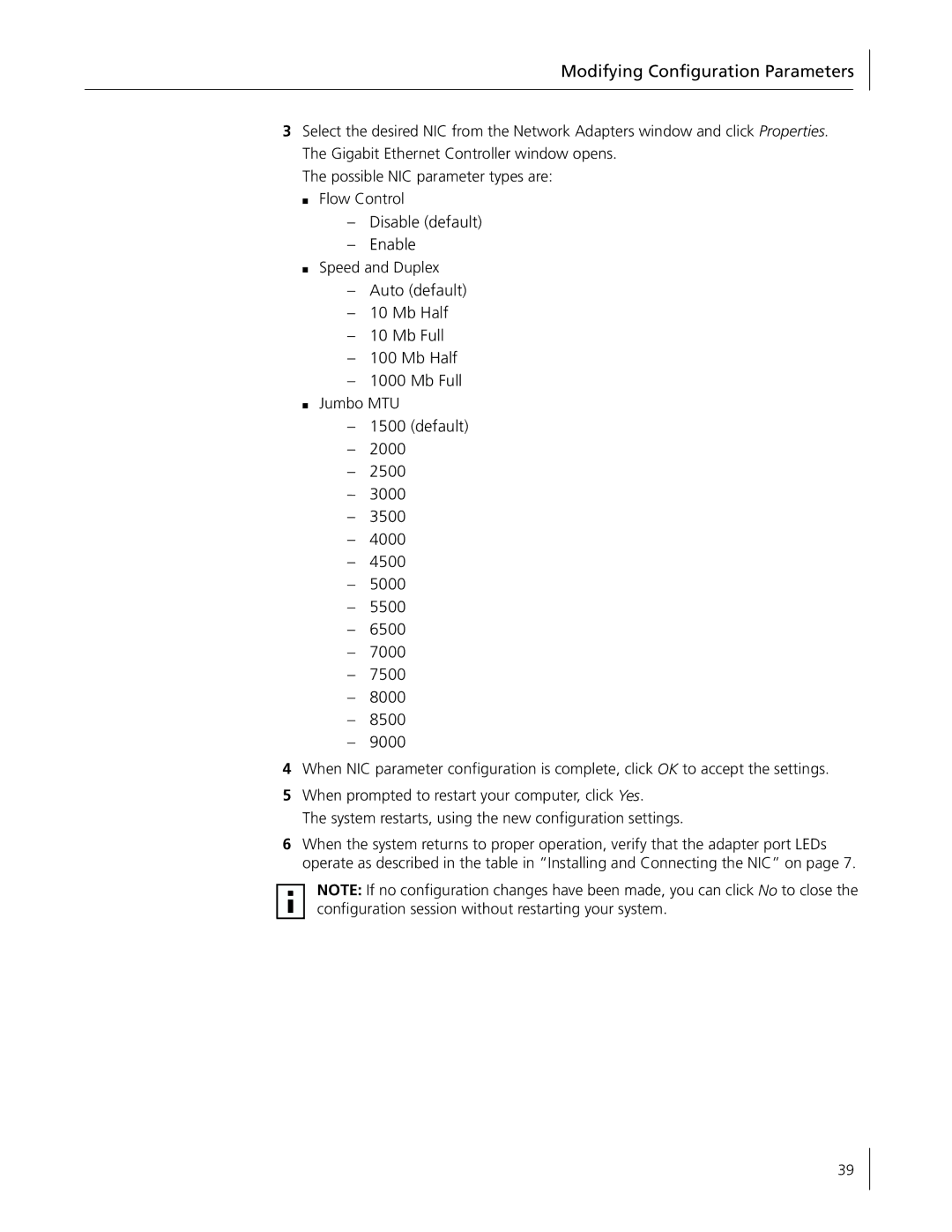 3Com 3C996B-T manual Modifying Configuration Parameters 