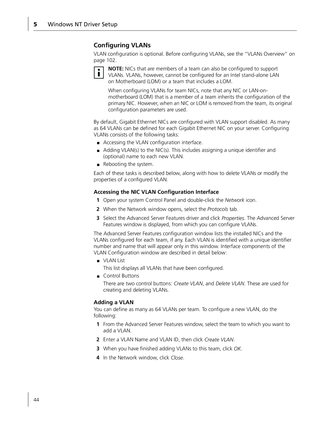 3Com 3C996B-T manual Configuring VLANs, Accessing the NIC Vlan Configuration Interface 