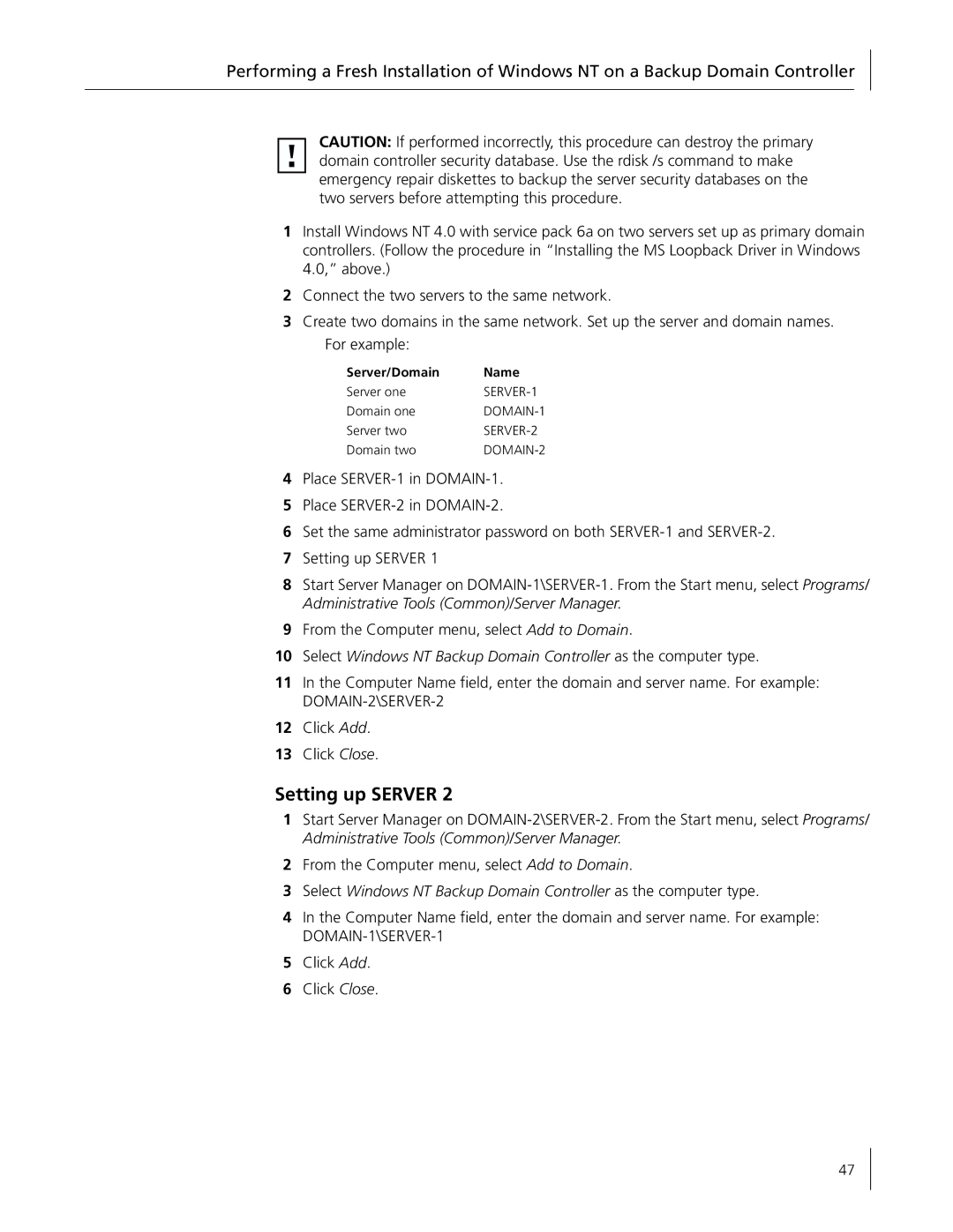 3Com 3C996B-T manual Setting up Server, Server/Domain Name 