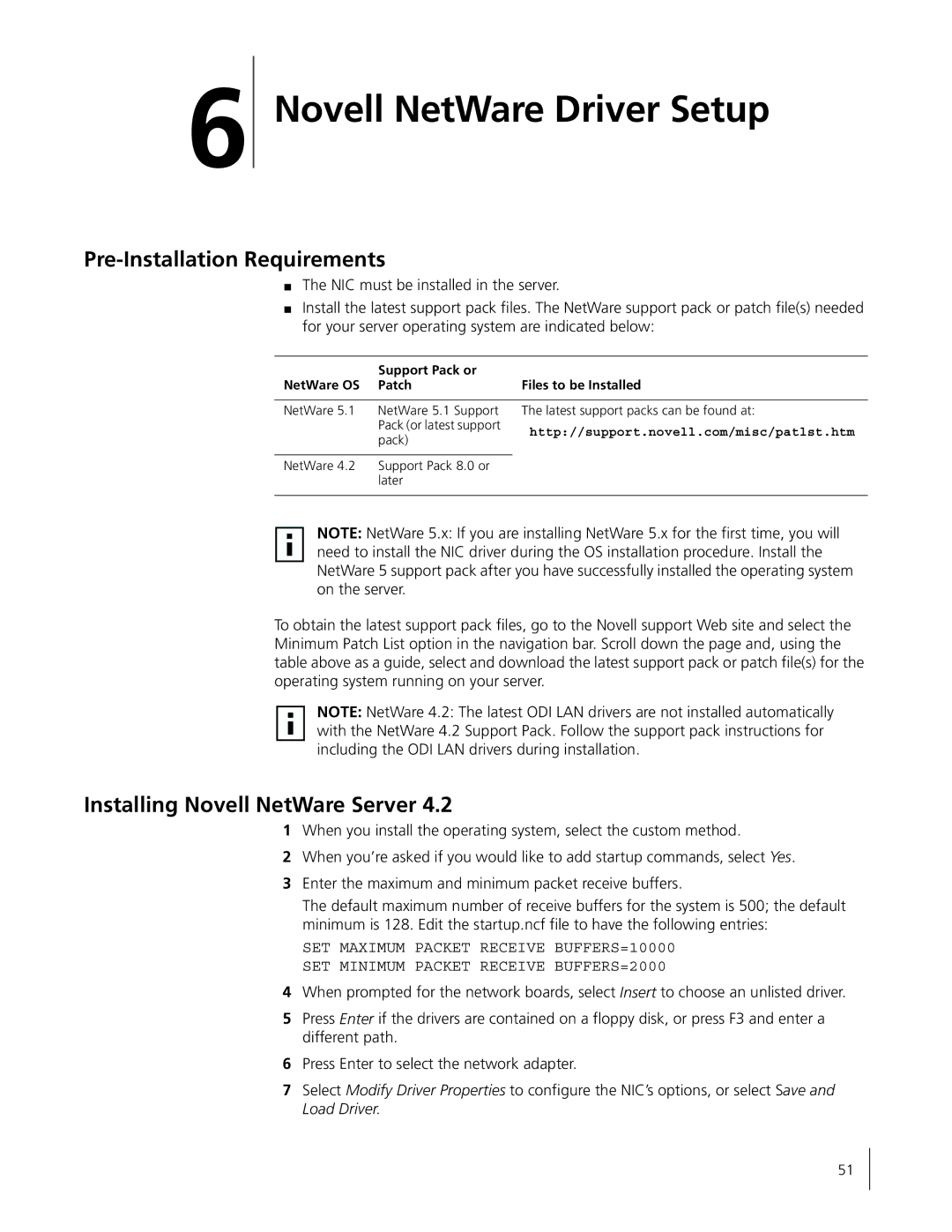 3Com 3C996B-T manual Novell NetWare Driver Setup, Pre-Installation Requirements, Installing Novell NetWare Server 