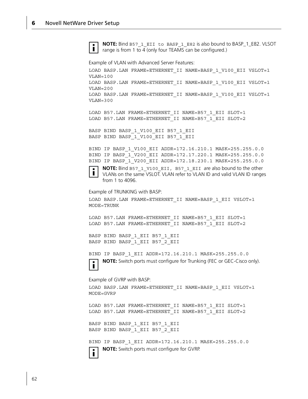 3Com 3C996B-T manual Bind IP BASP1EII ADDR=172.16.210.1 MASK=255.255.0.0 