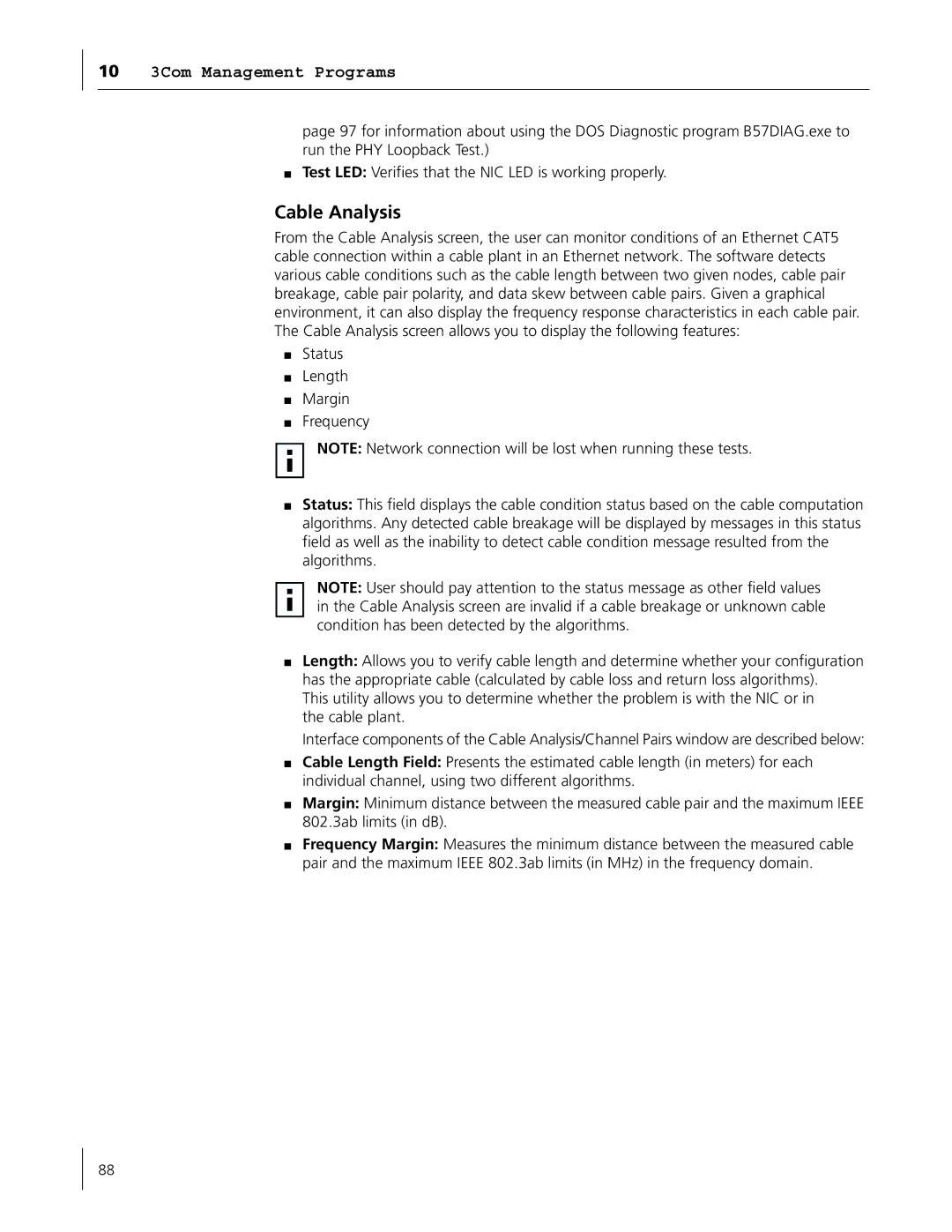 3Com 3C996B-T manual Cable Analysis 
