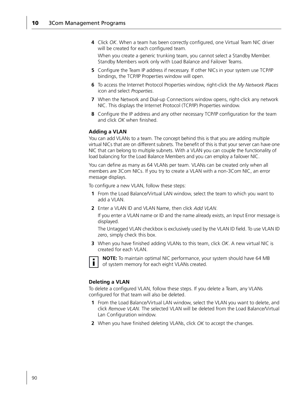 3Com 3C996B-T manual Adding a Vlan 