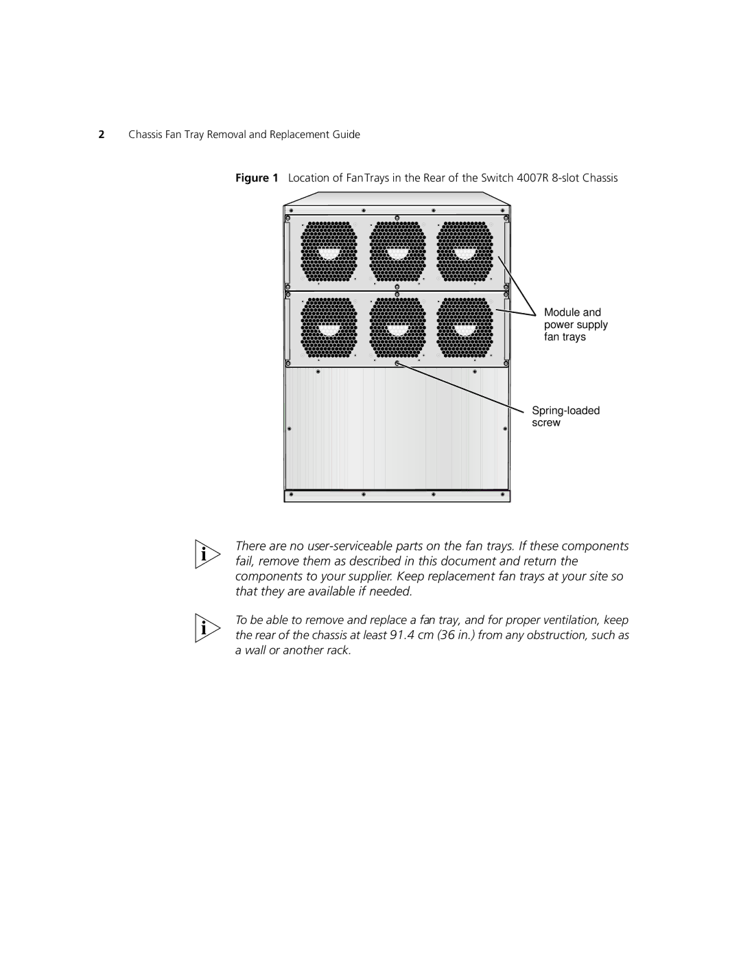 3Com 3CB9EF manual Chassis Fan Tray Removal and Replacement Guide 