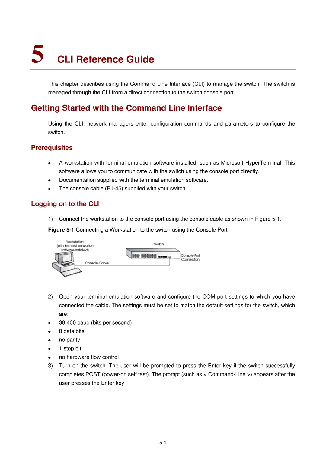 3Com 3CBLSF26H manual Getting Started with the Command Line Interface, Prerequisites, Logging on to the CLI 