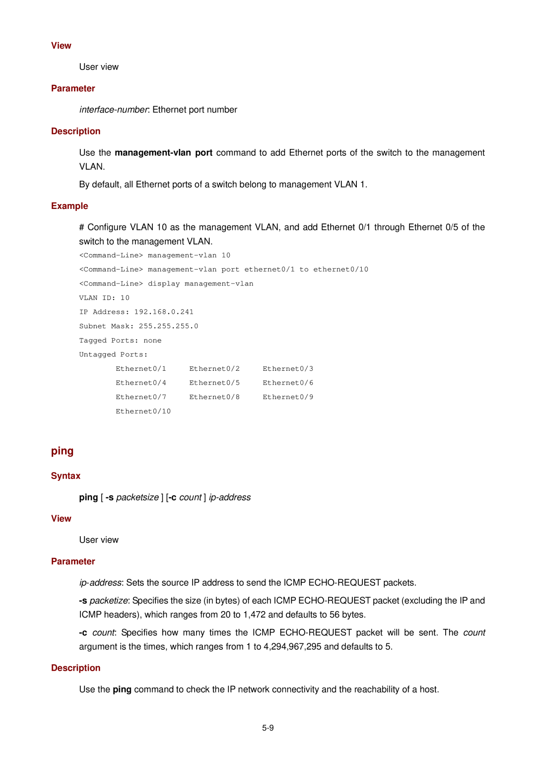 3Com 3CBLSF26H manual Ping 