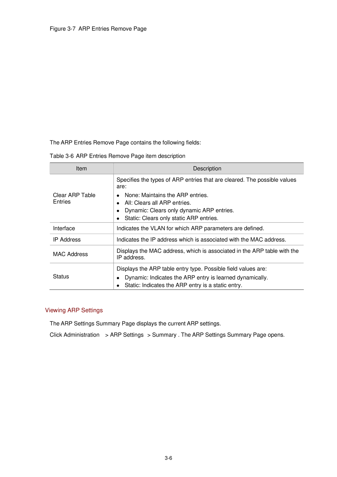 3Com 3CBLSF26H manual Viewing ARP Settings 