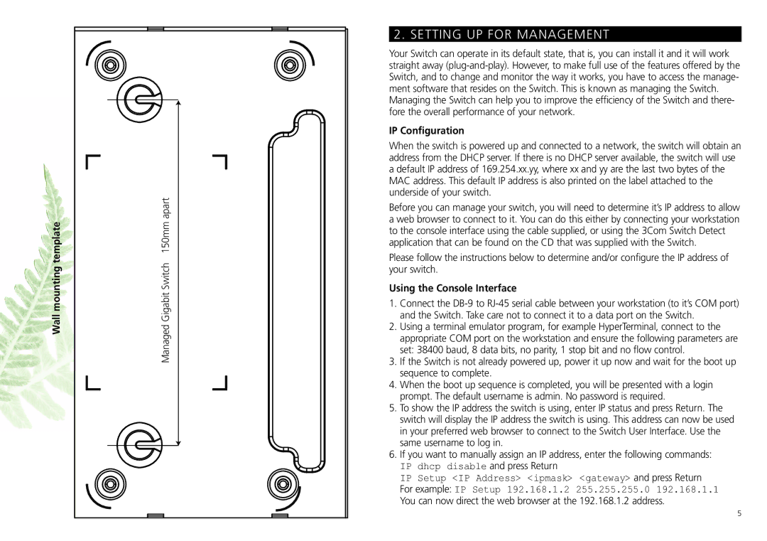 3Com 3CDSG8 manual Setting UP for Management, IP Configuration, Using the Console Interface 