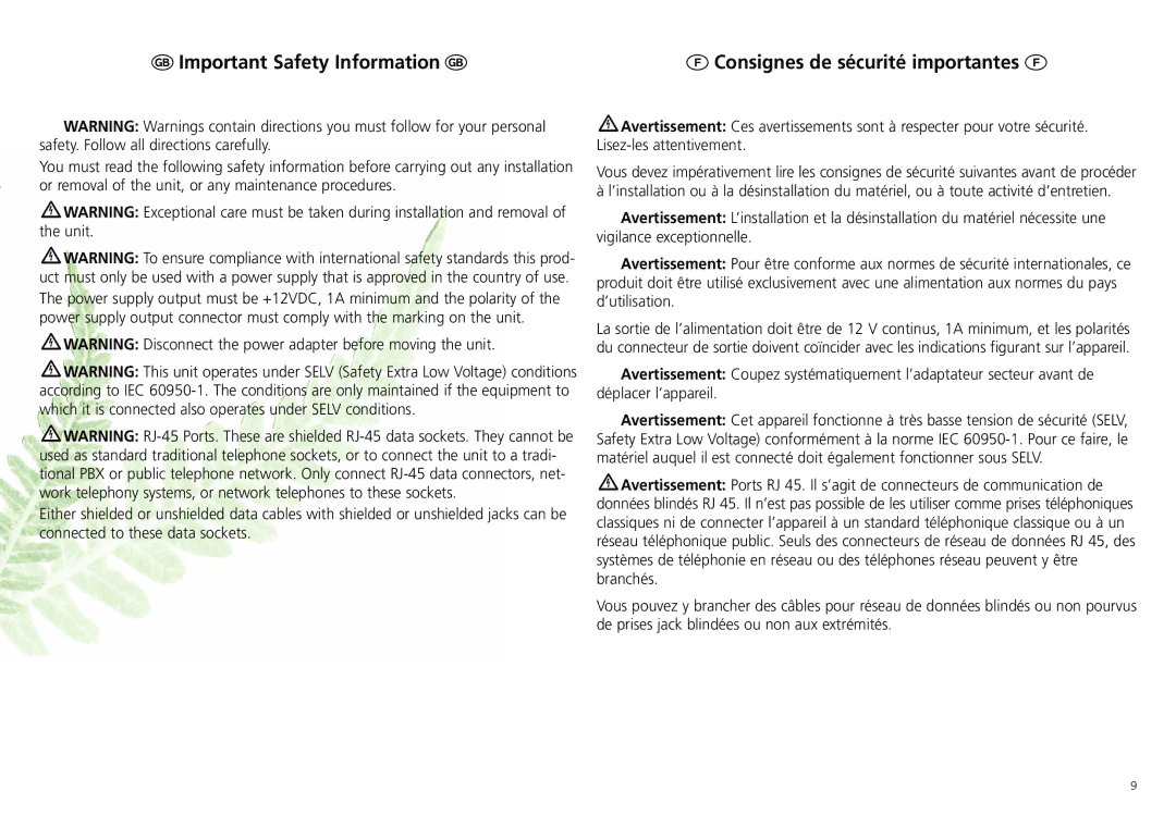 3Com 3CDSG8 manual Important Safety Information 