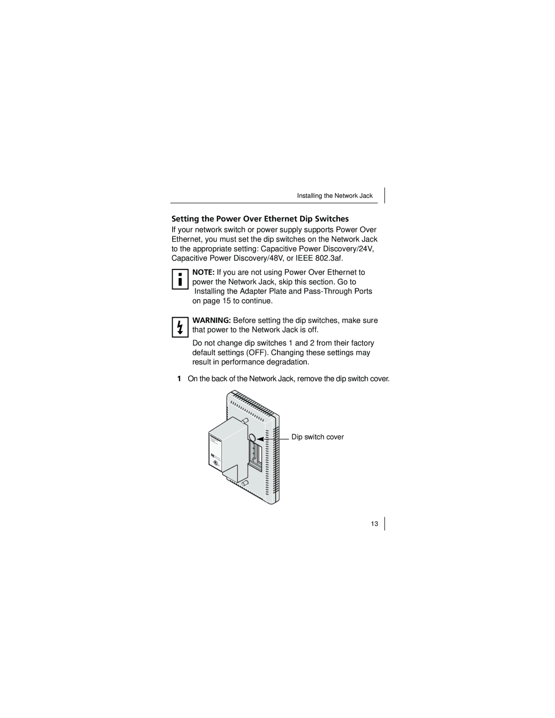 3Com 3CNJ100 manual Setting the Power Over Ethernet Dip Switches 