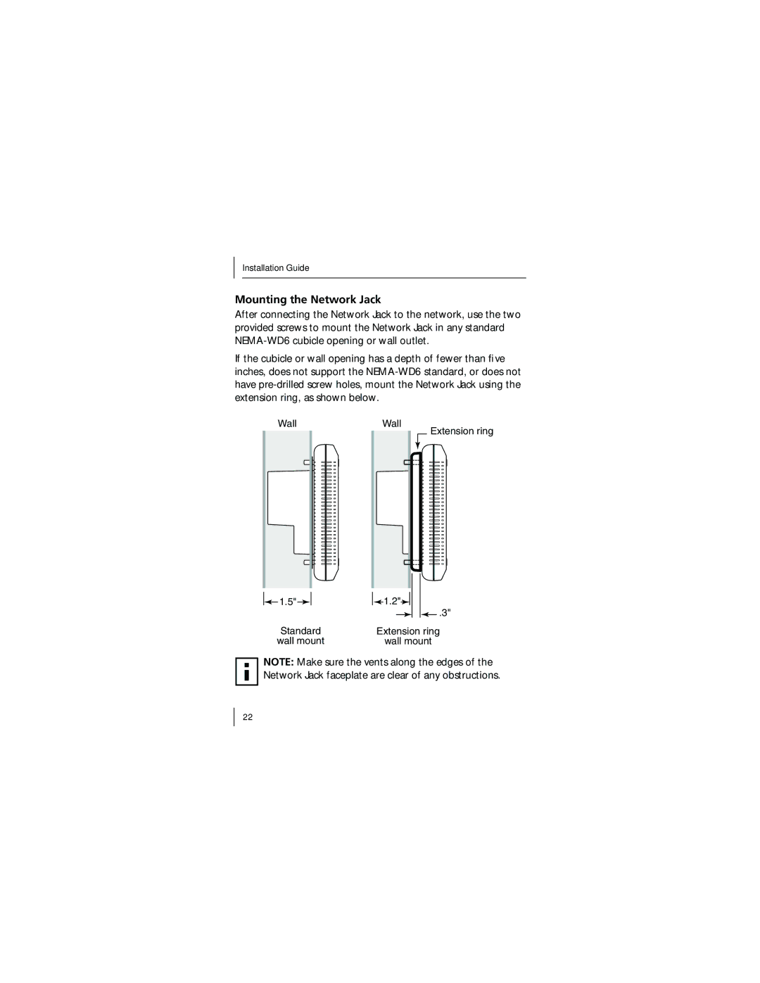 3Com 3CNJ100 manual Mounting the Network Jack 