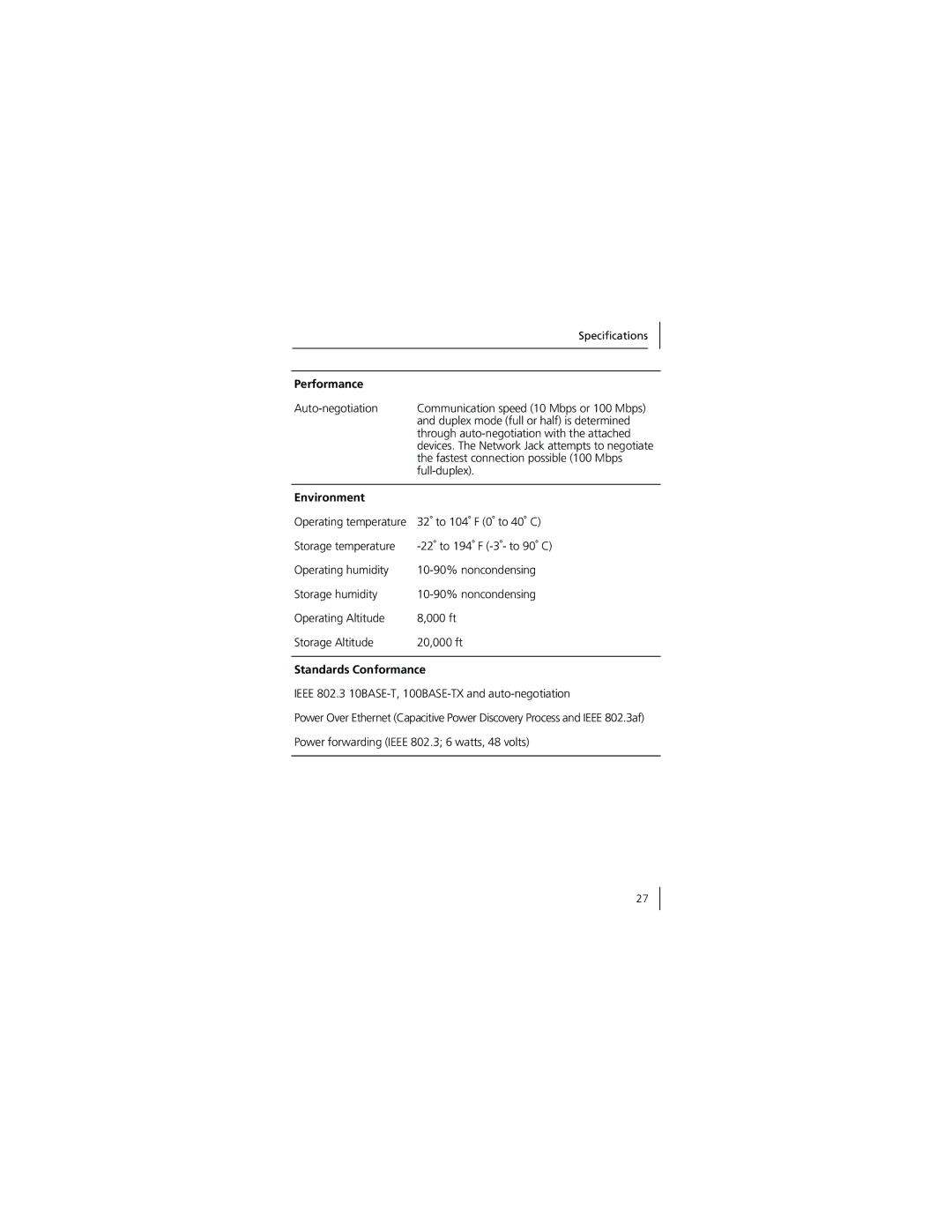 3Com 3CNJ100 manual Performance 