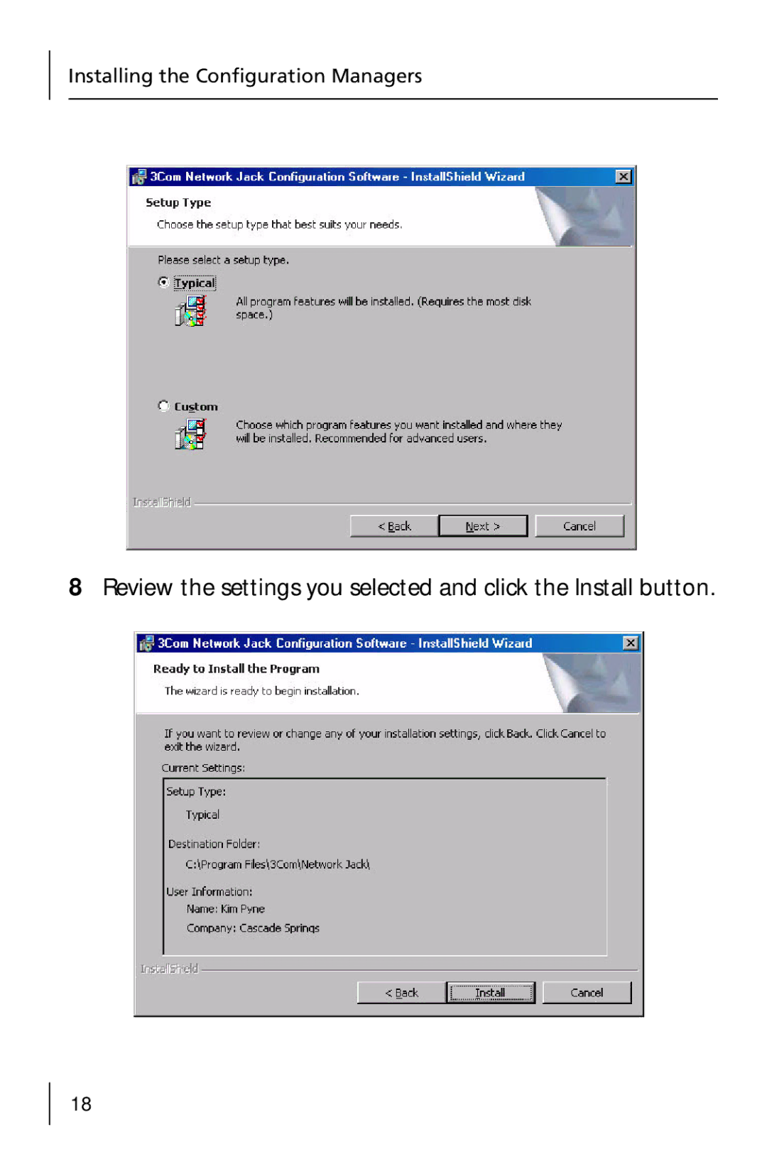 3Com 3CNJ205 manual Installing the Configuration Managers 