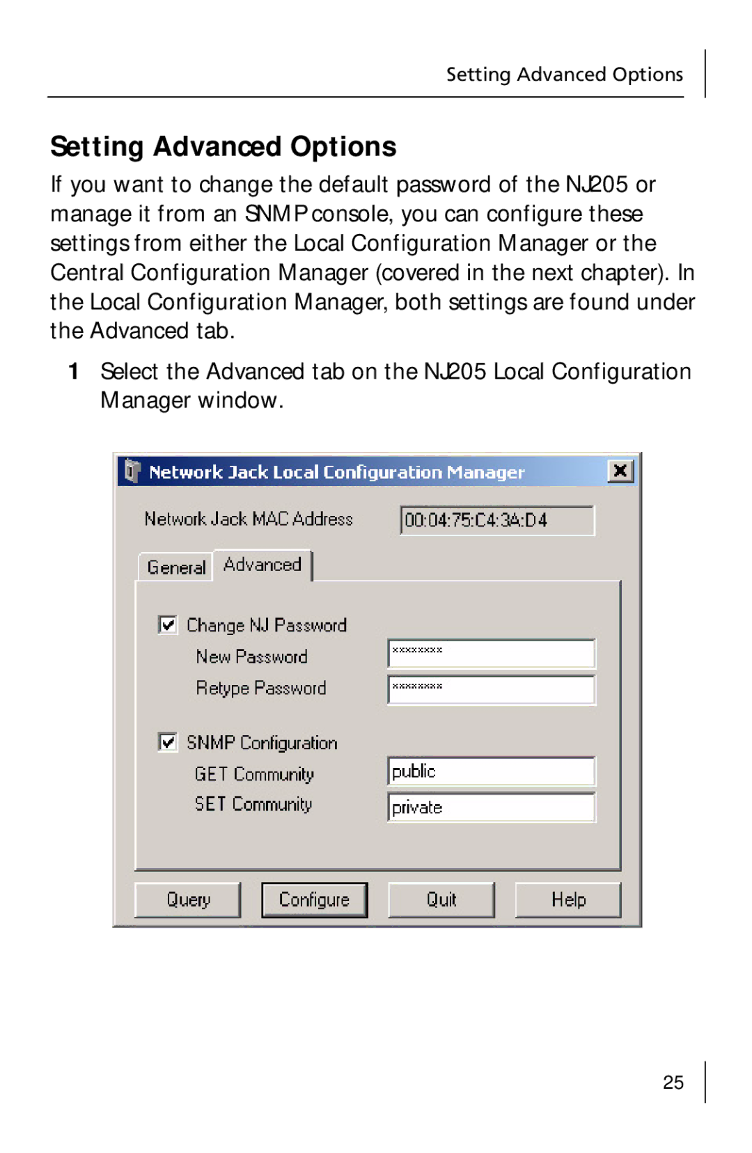 3Com 3CNJ205 manual Setting Advanced Options 