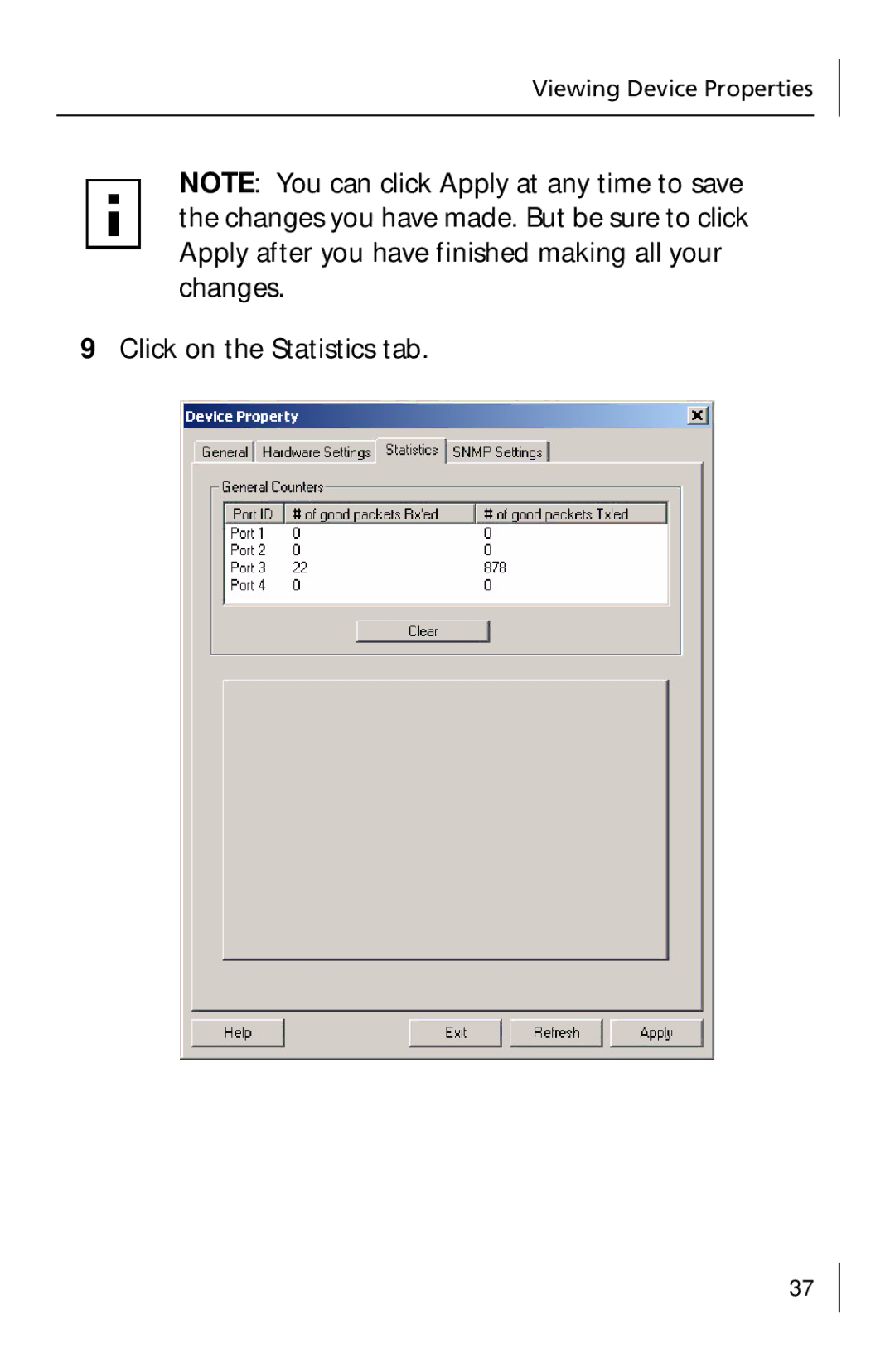 3Com 3CNJ205 manual Click on the Statistics tab 