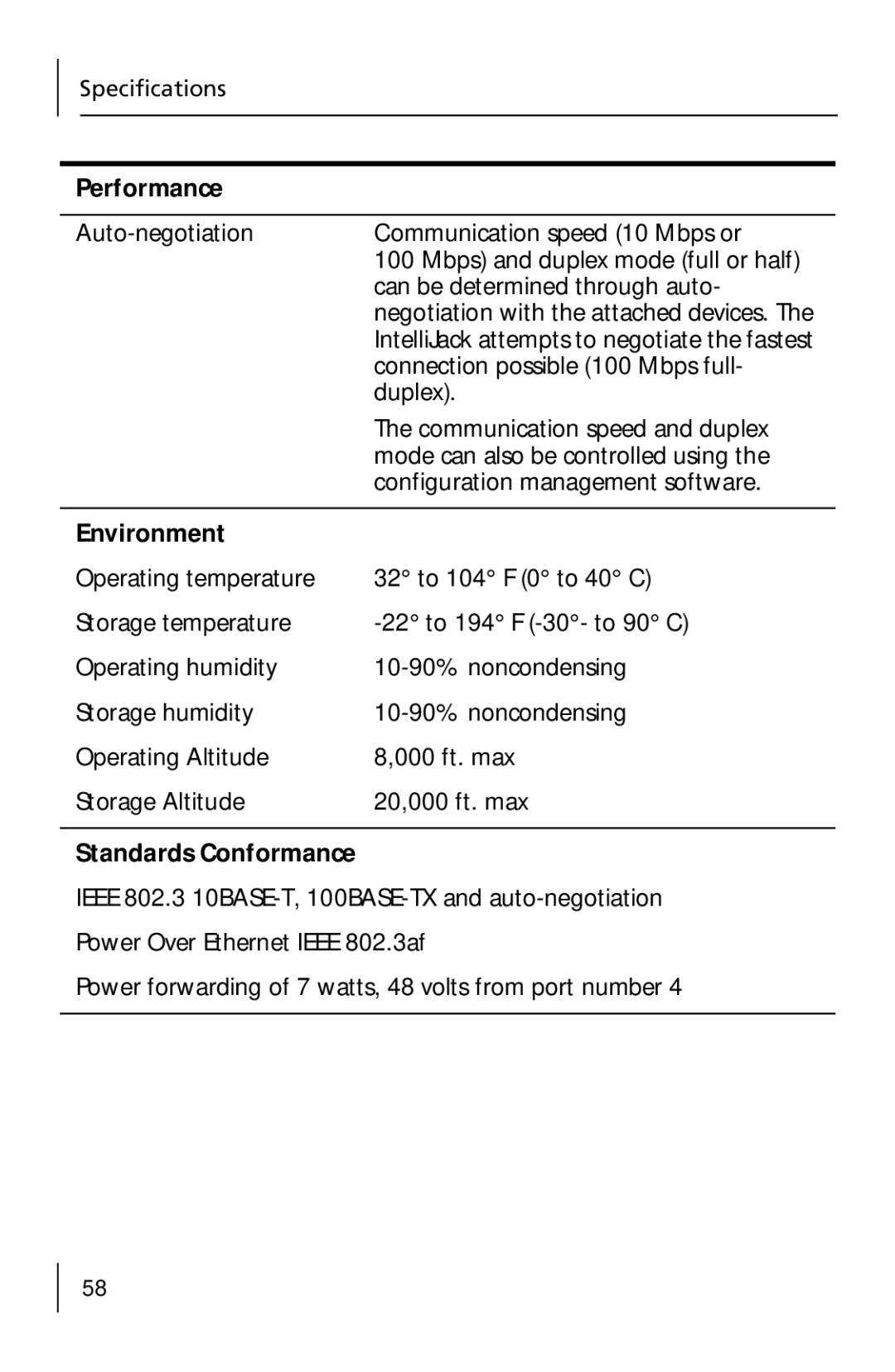 3Com 3CNJ205 manual Performance 