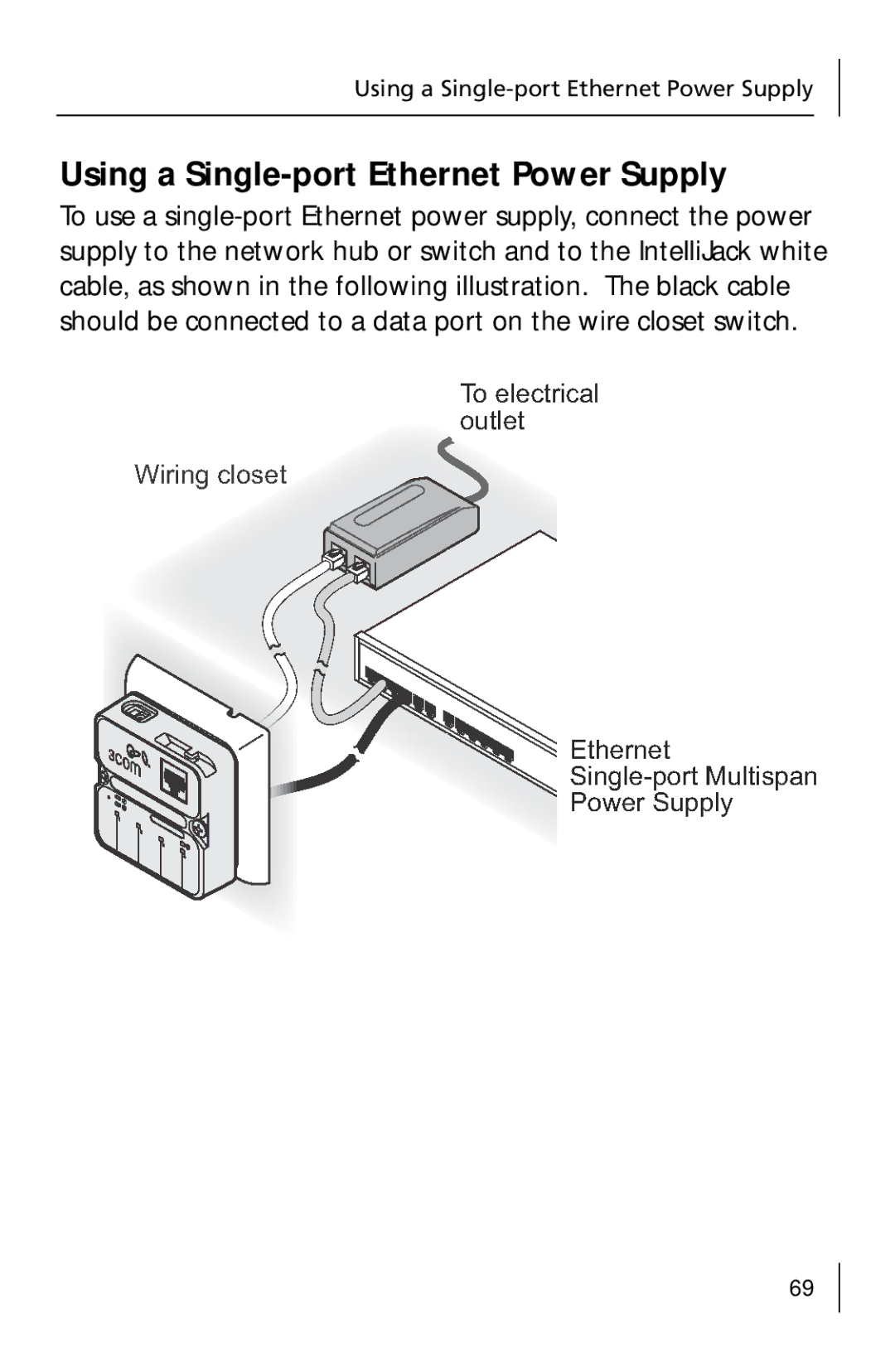 3Com 3CNJ205 manual Using a Single-port Ethernet Power Supply 