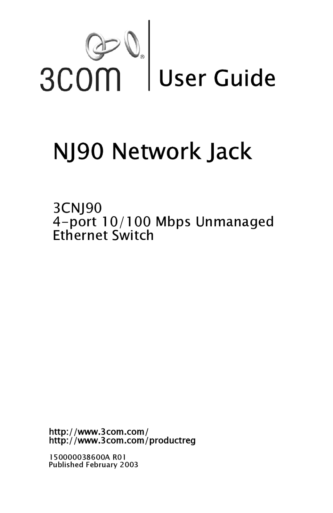 3Com 3CNJ90 manual User Guide NJ90 Network Jack 