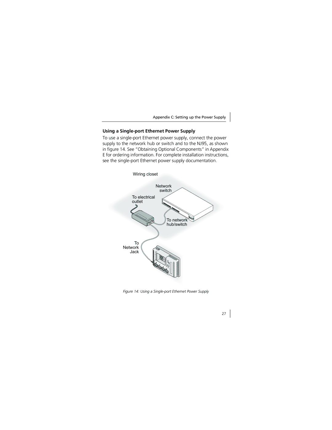 3Com 3CNJ95 manual Using a Single-port Ethernet Power Supply 