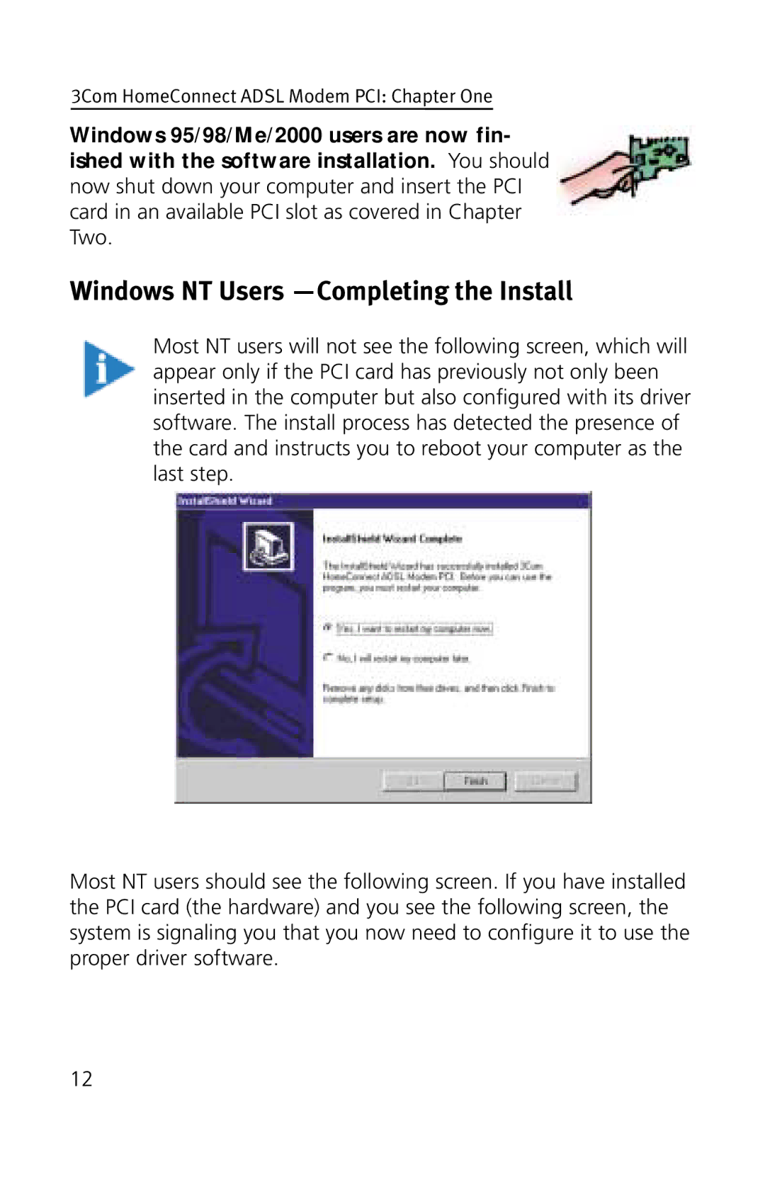 3Com 3CP3617B quick start Windows NT Users -Completing the Install 