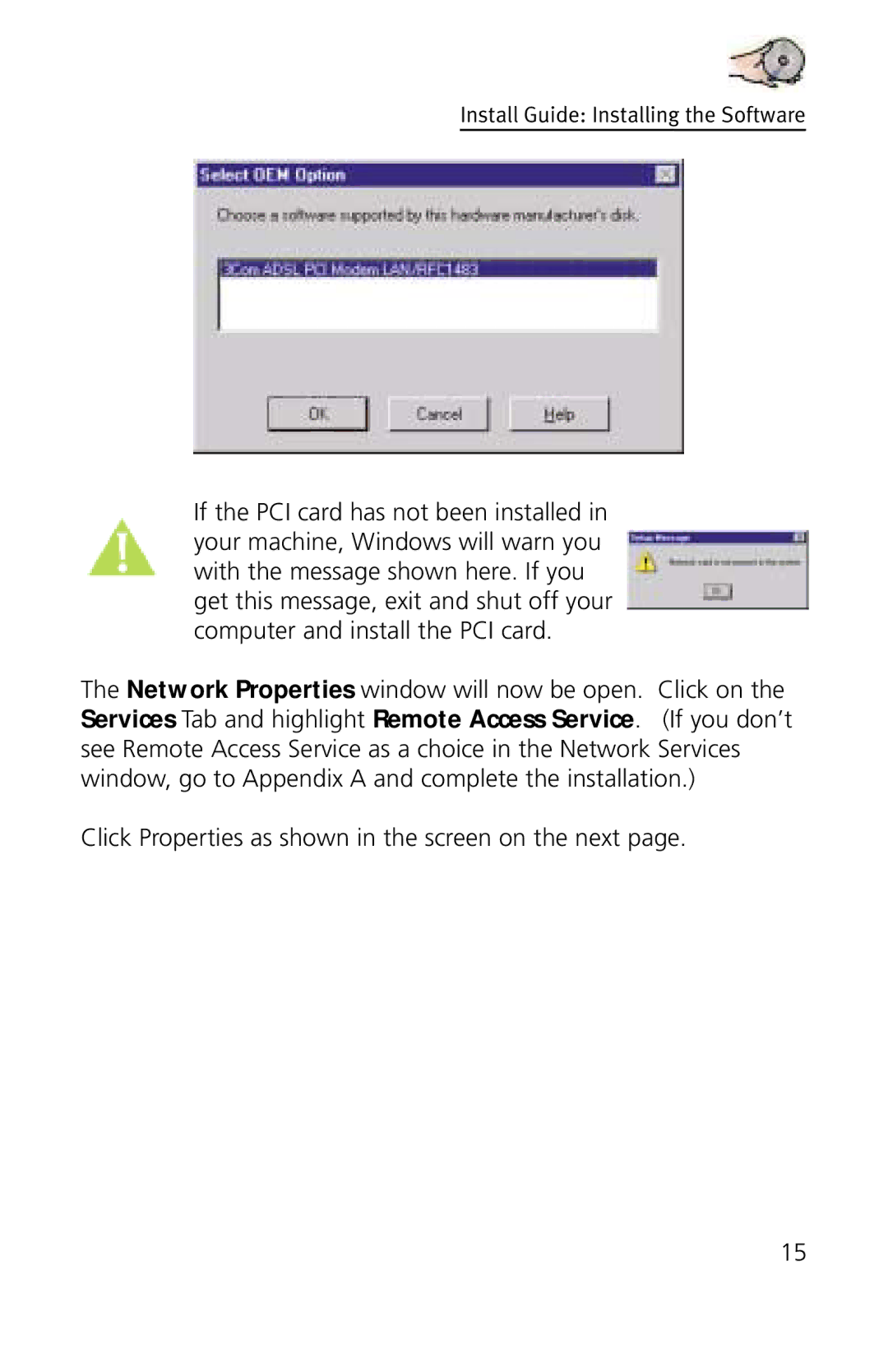 3Com 3CP3617B quick start Install Guide Installing the Software 