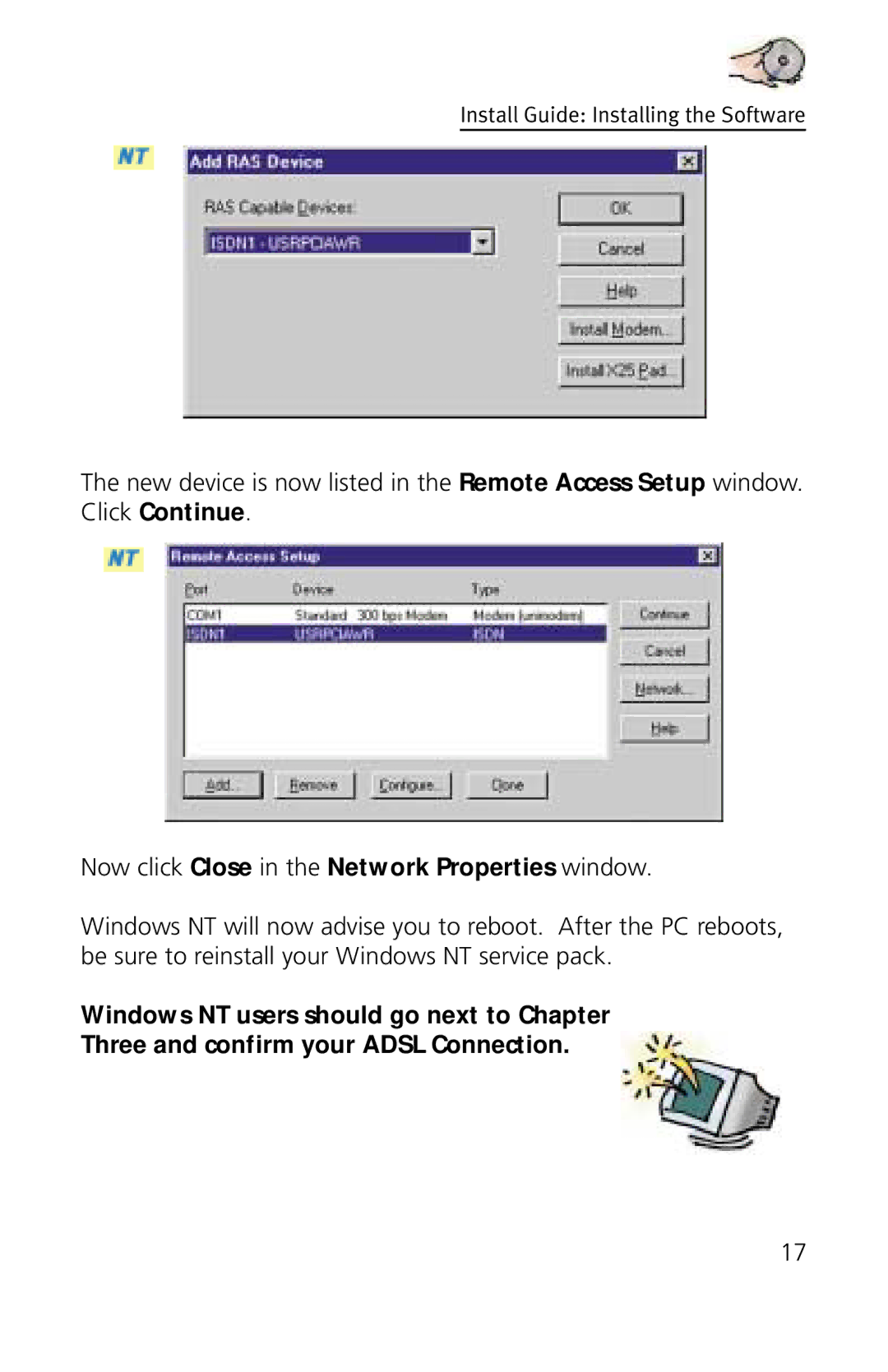 3Com 3CP3617B quick start Now click Close in the Network Properties window 