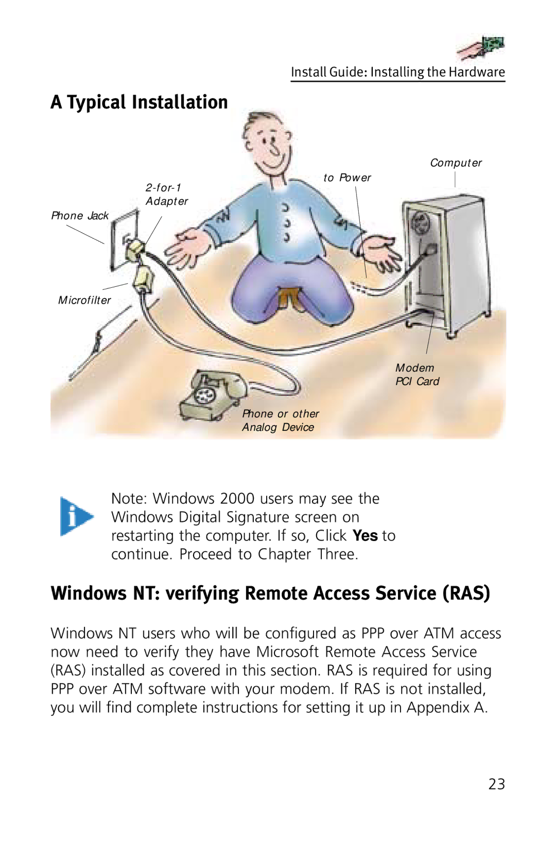 3Com 3CP3617B quick start Typical Installation, Windows NT verifying Remote Access Service RAS 