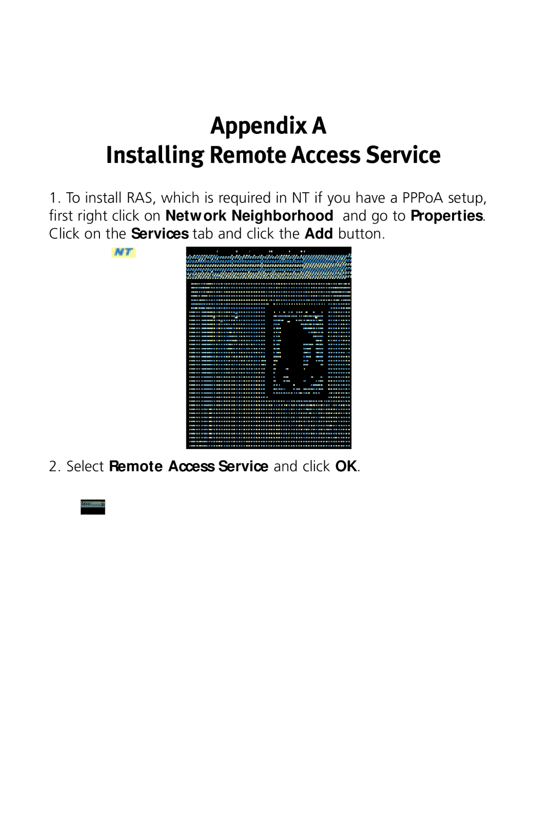 3Com 3CP3617B quick start Appendix a Installing Remote Access Service, Select Remote Access Service and click OK 