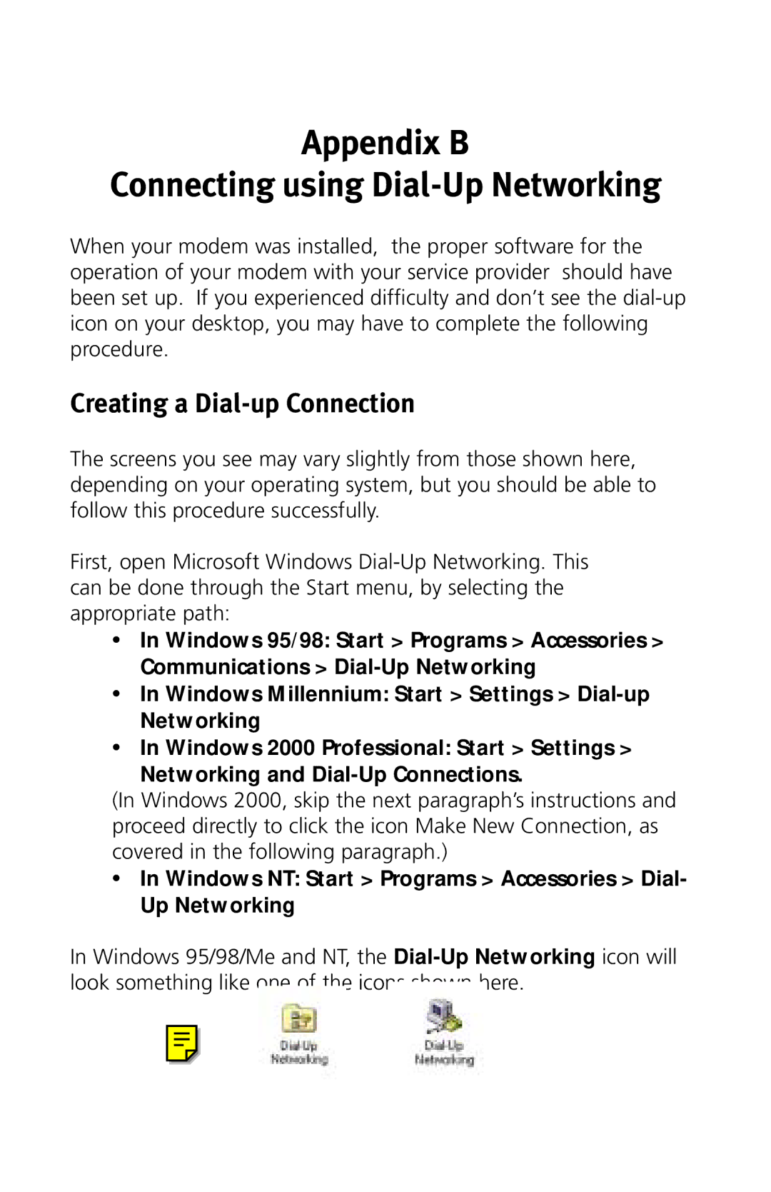 3Com 3CP3617B quick start Appendix B Connecting using Dial-Up Networking, Creating a Dial-up Connection 