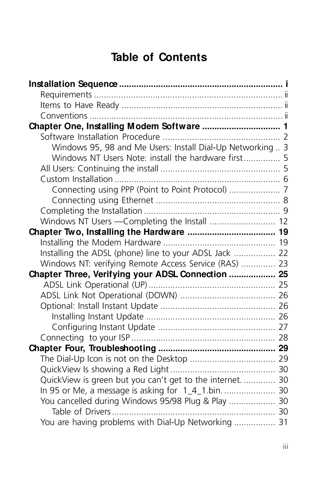 3Com 3CP3617B quick start Table of Contents 