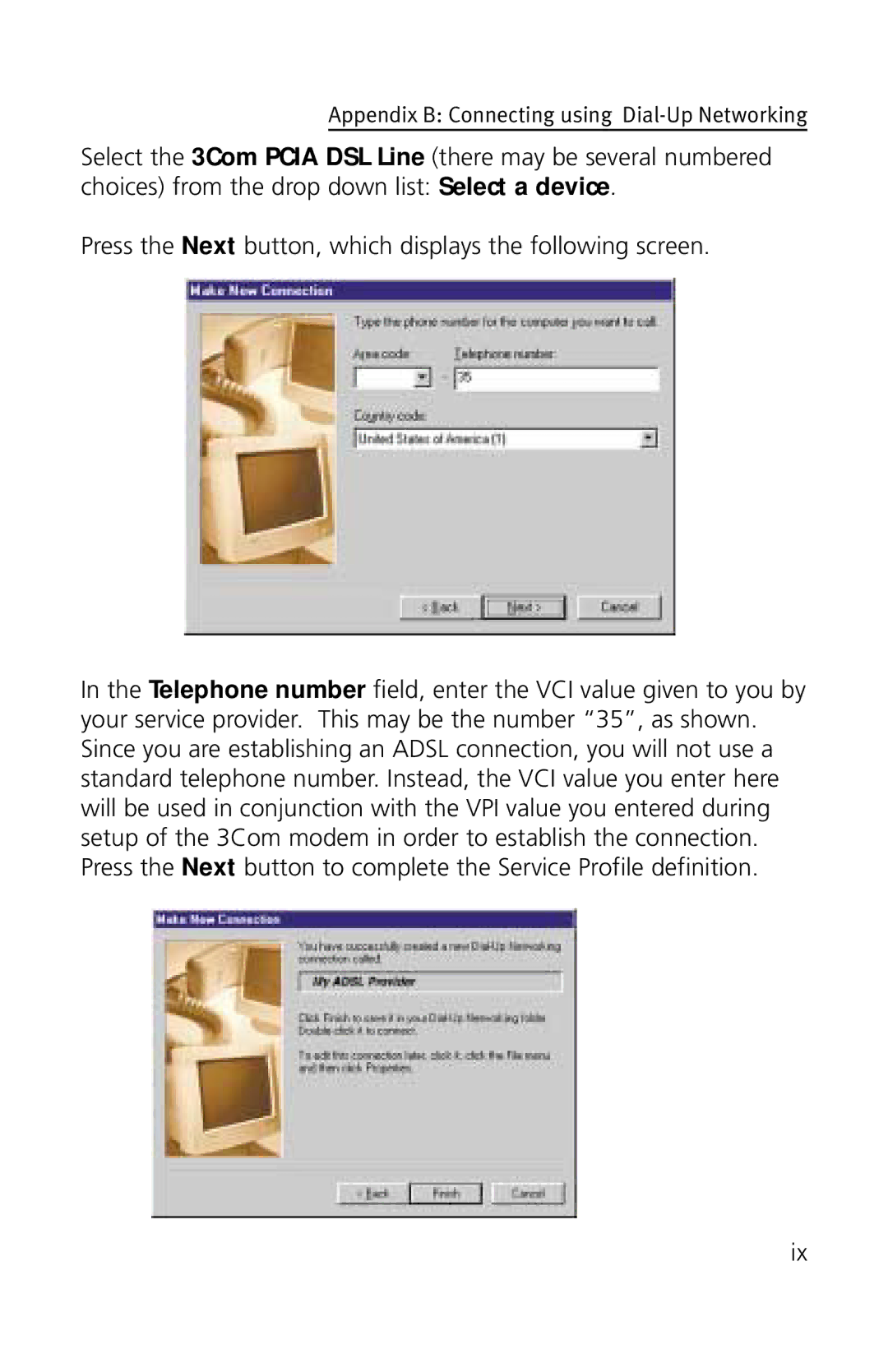 3Com 3CP3617B quick start Appendix B Connecting using Dial-Up Networking 