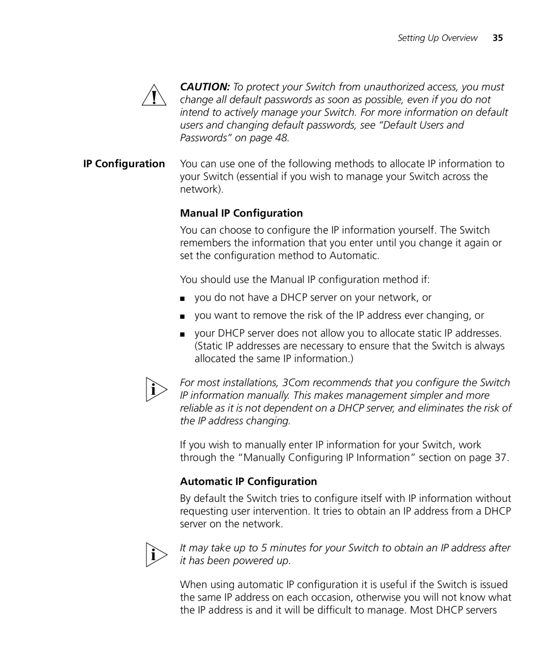 3Com 3CR16709-91, 3CR16708-91 manual Manual IP Configuration, Automatic IP Configuration 